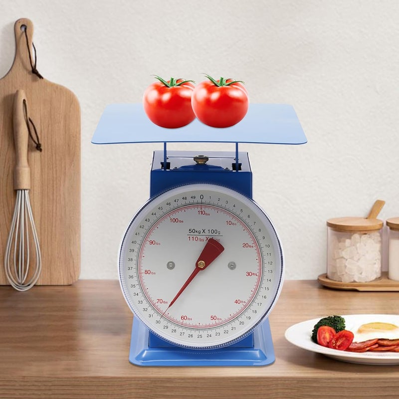 CHPOFLE Mechanical Kitchen Scale, 110lbs Stainless Steel Mechanical Dial Scale Flat Platform Weighing Food Scale Heavy Duty Portion-Control Mechanical Scale Food Weight Scale for Kitchen - Image 4